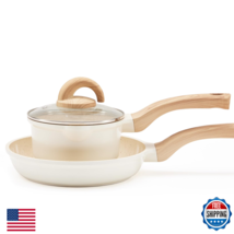 Vkoocy Non Stick Pots And Pans Set Ceramic Cookware Set Granite Dot 3Pcs - $31.85