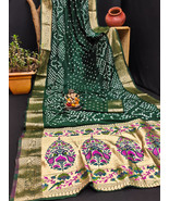 Pure Handmade Bandhej Kanjivaram Silk Saree  - $80.00