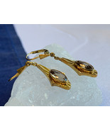Vtg 14K Yellow Gold Earrings 3.04g Fine Jewelry Amethyst Color Stones Le... - £195.50 GBP