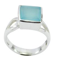 Supplies 925 Sterling Silver Adorable Genuine Blue Ring, Chalcedony Blue Gems Si - £11.92 GBP