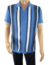 Mens Stacy Adams Italian Style Knit Woven Shirt Short Sleeves 3109 Denim Blue - £55.93 GBP