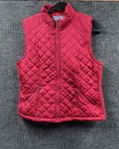 Laura Scott Puffer Vest Womens Large Red Quilted Full Front Zip Side Poc... - $22.96
