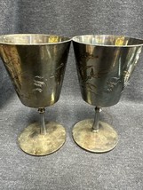 Pair -VTG Silver Plated Goblet Wine Webster Wilcox Water Bar Chalice Goblet Cups - £11.86 GBP