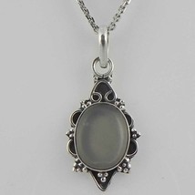 Solid 925 Sterling Silver Grey Moonstone Pendant Necklace Women PSV-2052 - £27.72 GBP+