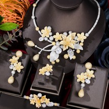 4PC BIG Flower Leaf Luxury African Jewelry Set For Women Wedding Party Naija Bri - £249.74 GBP