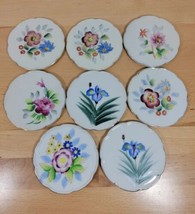Vintage Ceramic Coaster Floral Hand Painted Scalloped Edge Japan Set of 8 Flower - £19.74 GBP