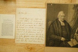 Signed Autograph Antique Letter &amp; Art Print 1799 Surry Reverend Rowland ... - $148.49