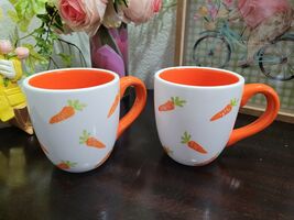Easter Terramoto Ceramic Carrot Orange Coffee Mugs Decor Set of 2 NEW - $34.64