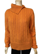 Liz Claiborne Sport Orange Cable Knit Long Sleeve Cowl Neck Sweater Sz L - $12.34