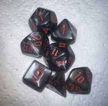 Chessex Dice Velvet Black with Red Numbers Poly Set Of 7 - £11.76 GBP