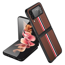 Velvet Fabric Flip Phone Premium PU Leather for Samsung Z Flip3 5G BROWN - $10.35