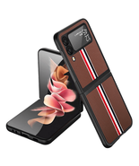 Velvet Fabric Flip Phone Premium PU Leather for Samsung Z Flip3 5G BROWN - £8.26 GBP