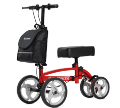 ELENKER Steerable Foldable Knee Walker with Basket and Dual Brake – Red-... - $79.98