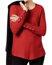 Alfani Womens Ribbed Snap Pullover Sweater, X-Large, Banner Red - £31.24 GBP