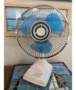 Vintage Tatung Blue Oscillating Desk Fan 2-Speed Model LE-9 Rotating LE9... - $40.00