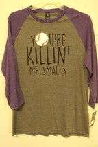Mens District Made Gray Purple Your Killin Me Smalls Baseball Shirt M L ... - $14.95