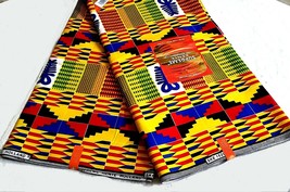 African Fabric Ankara Polyester  Kente Prints 4. By The Yard - $7.40