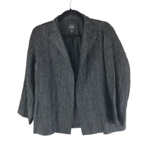 Eileen Fisher Womens Jacket Open Front Silk Blend Textured Boxy Metallic Black M - £22.72 GBP