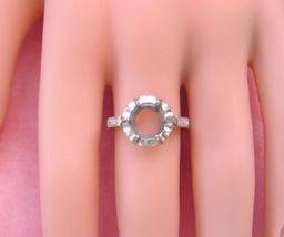 8.5 - 9 Mm Platinum Engagement Ring Mounting w/ Baguette Diamond Shoulders 1950 - £1,052.37 GBP