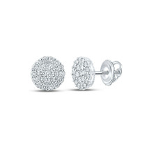 10kt White Gold Mens Round Diamond Cluster Earrings 2-3/4 Cttw - £1,765.05 GBP