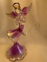 January Angel Figurine Glass Girls Hanging or Tabletop Red Garnette Lavender  - £15.04 GBP