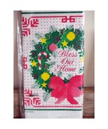 Christmas Wreath Bless Our Home Paper Tablecloth by Paper Art 54x102&quot; Vi... - $9.49
