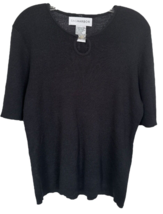 Sag Harbor Women&#39;s Blouse Top Half Sleeve Ramie Blend Size XL Black - £15.56 GBP