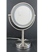 New Satin Nickel Round 3X and Regular Tabletop Lighted Makeup Mirror - $2,749.60 MXN