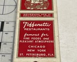 Vintage Matchbook Cover  Toffenetti Restaurants ST Petersburg, FL gmg  U... - £9.86 GBP