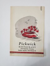 Pickwick Restaurant Menu With The Special Attached Public Square Cleveland Ohio - £19.98 GBP
