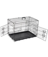 30&quot; Folding Metal Dog Crate Double Doors Dog Crates Black Dog Durable Ca... - £58.50 GBP