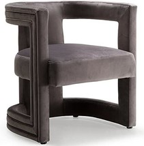 Meridian Furniture Blair Collection Modern | Contemporary Velvet Accent, Grey - £277.30 GBP