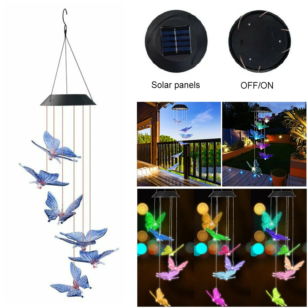 LED Solar Wind Chime Light  Style Outdoor Waterproof Garden Gar Hanging Lights C - £97.40 GBP