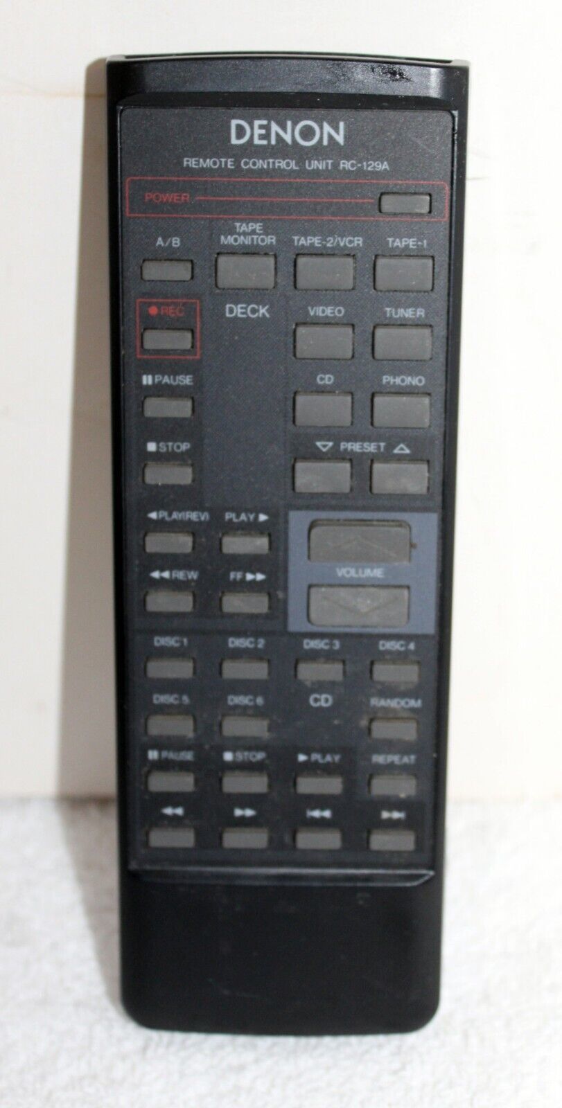 Denon RC-129A Remote Control Unit ~ OEM ~ Very Good+ Used Condition - $24.99