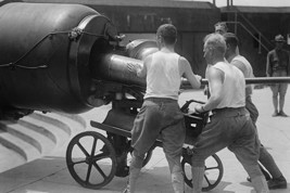 Artillery Men in Training Load Big Gun with Massive Shell - Art Print - £17.57 GBP+