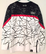Square Zero sweatshirt men size L white &amp; black red stripe long sleeve - £15.84 GBP