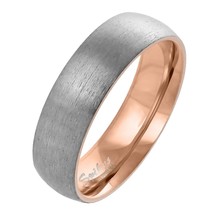 Traditional Titanium Ring Rose Gold Color PVD Plated Silver Wedding Band - £10.29 GBP