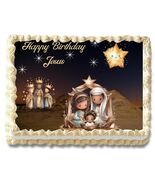 Cute Nativity Scene Jesus Holiday Christimas Themed Edible Image Cake To... - €15,00 EUR