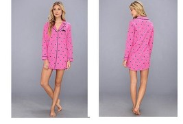 Juicy Couture cotton Flannel Kitty cat print Dots pink Nightshirt PJ new... - £31.15 GBP