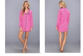 Juicy Couture cotton Flannel Kitty cat print Dots pink Nightshirt PJ new... - $39.60