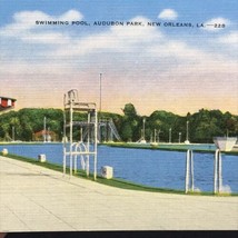 Audubon Park Swimming Pool Postcard Linen Vintage New Orleans USA Louisiana - £9.89 GBP