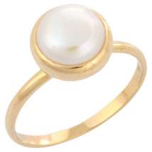 18K Yellow Gold 2.7 ct Round Pearl Solitaire Ring  - £326.13 GBP