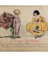 A Birthday Greeting Postcard 1900-10s Victorian Children Flowers Dress P... - $19.99