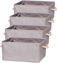 Grey Tenabort 4 Pack Large Storage Basket Bin, Foldable Storage Cube Box Fabric - £34.33 GBP