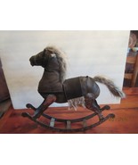 Rustic Brown Leather Metal and Fur Rocking Horse - £8.89 GBP
