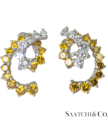 18k (750) White Gold Natural Fancy Yellow and White Diamond Earrings - $1,683.00