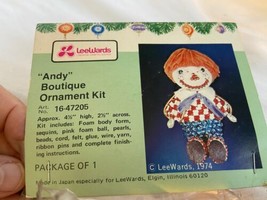 Vintage Raggedy Andy LeeWards Sequin Bead Christmas Ornament Kit Boutiqu... - $32.50