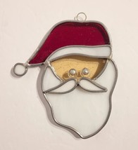 Vintage Stained Glass Christmas Santa Head Window Ornament Hanging Suncatcher EU - £13.24 GBP