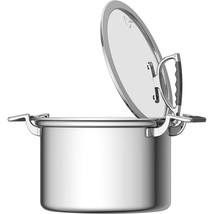 8 Quart Large Stock Pot w/ Glass Latching Lid Heavy Stainless Steel Silicone - £146.15 GBP