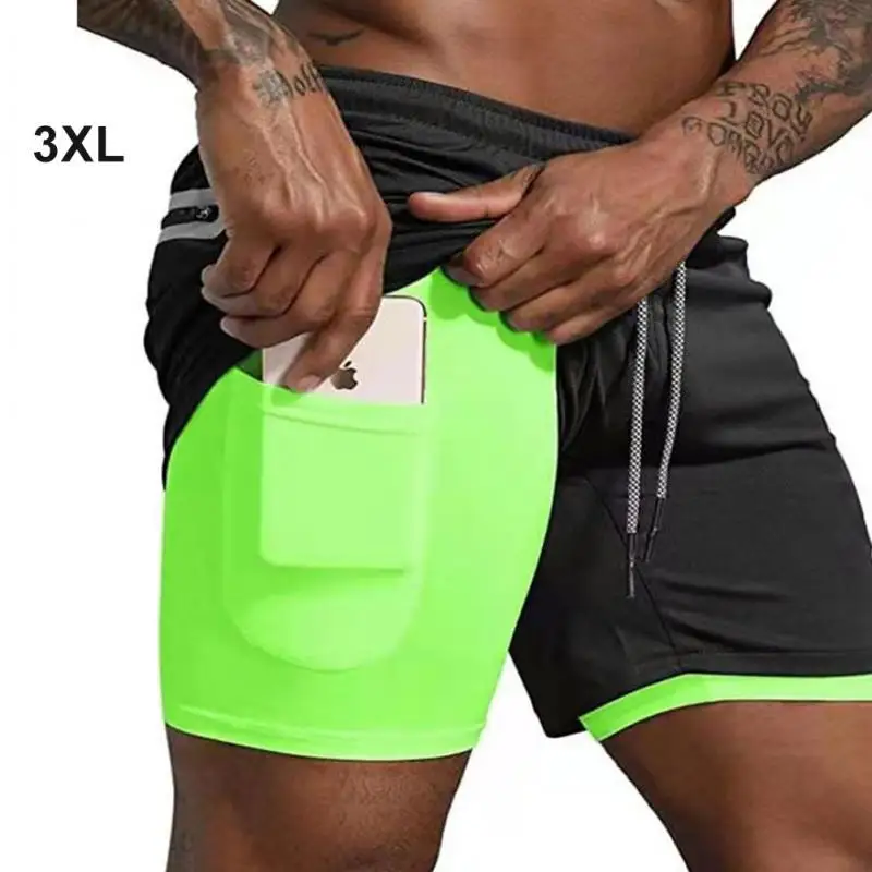 2024  Running Shorts Men 2 In 1 Double-deck Quick Dry GYM  Shorts Fitness Joggin - £91.15 GBP